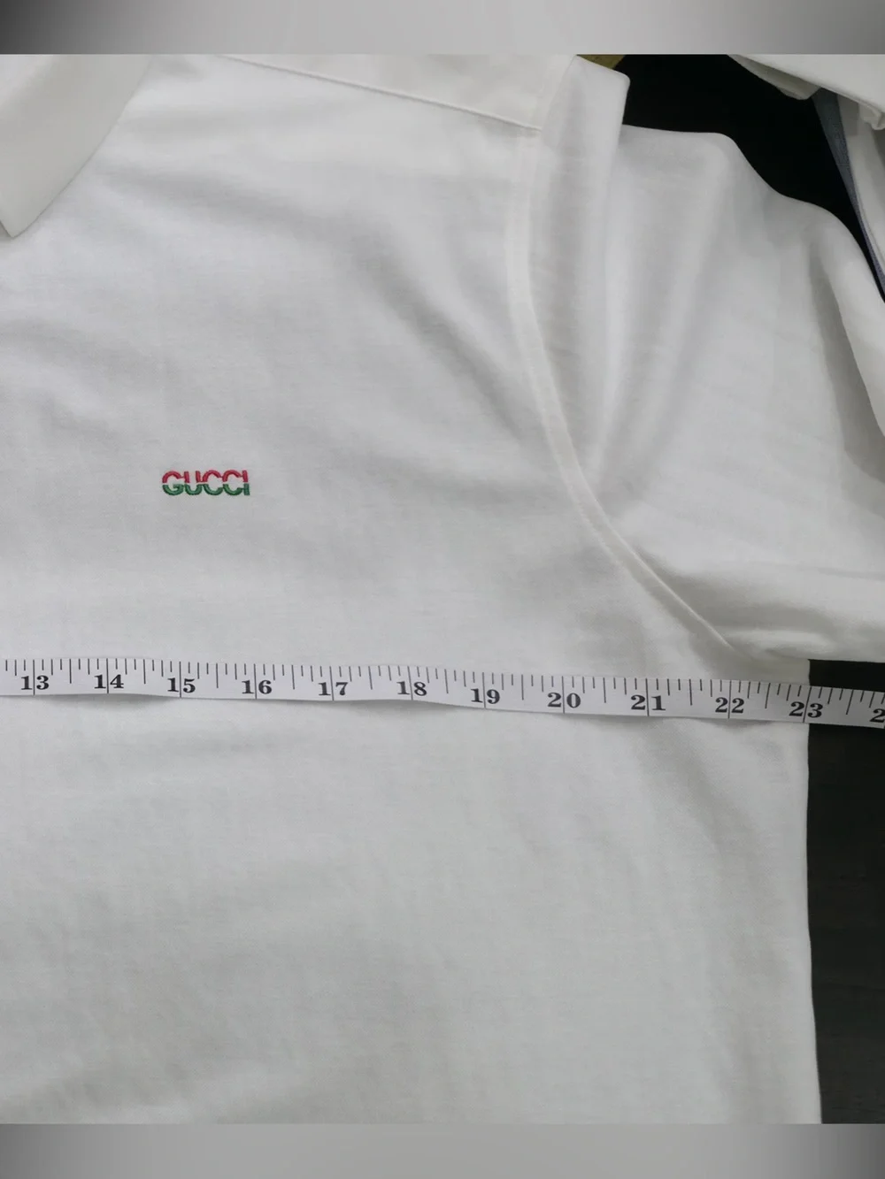 Gucci White Short Sleeve Button-Down Shirt with Gold Buttons and Logo